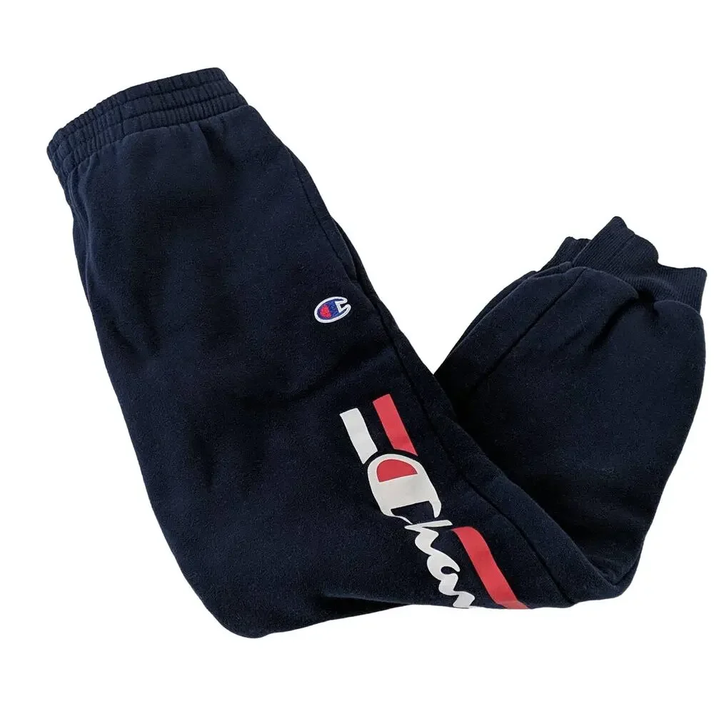 Champion Retro Sweatpants Spellout Logo Comfy Lounge Elastic Boys Medium 12‎